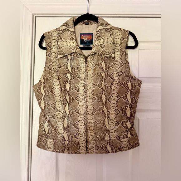 Cripple Creek Tops - Vintage Snake Print Leather Vest
